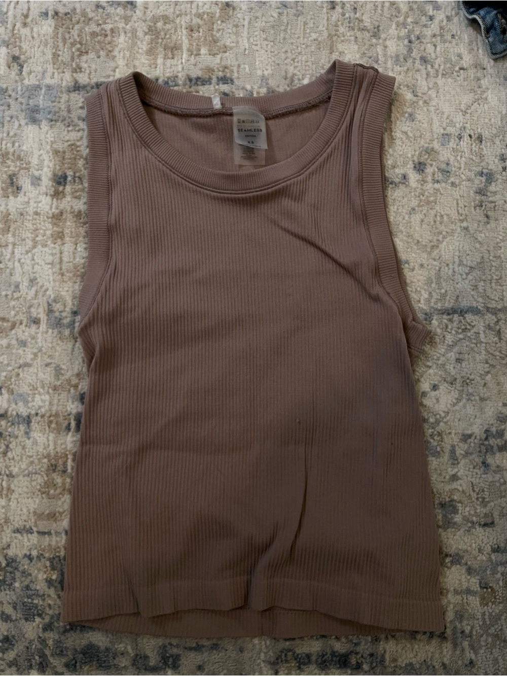 Aritzia Ribbed Tank Top in Taupe Brown
